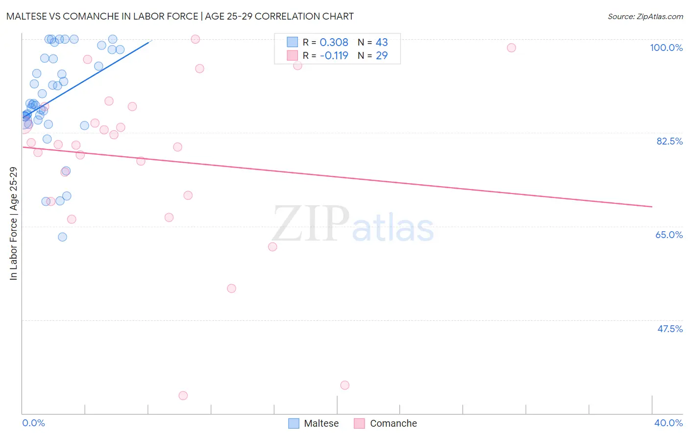 Maltese vs Comanche In Labor Force | Age 25-29