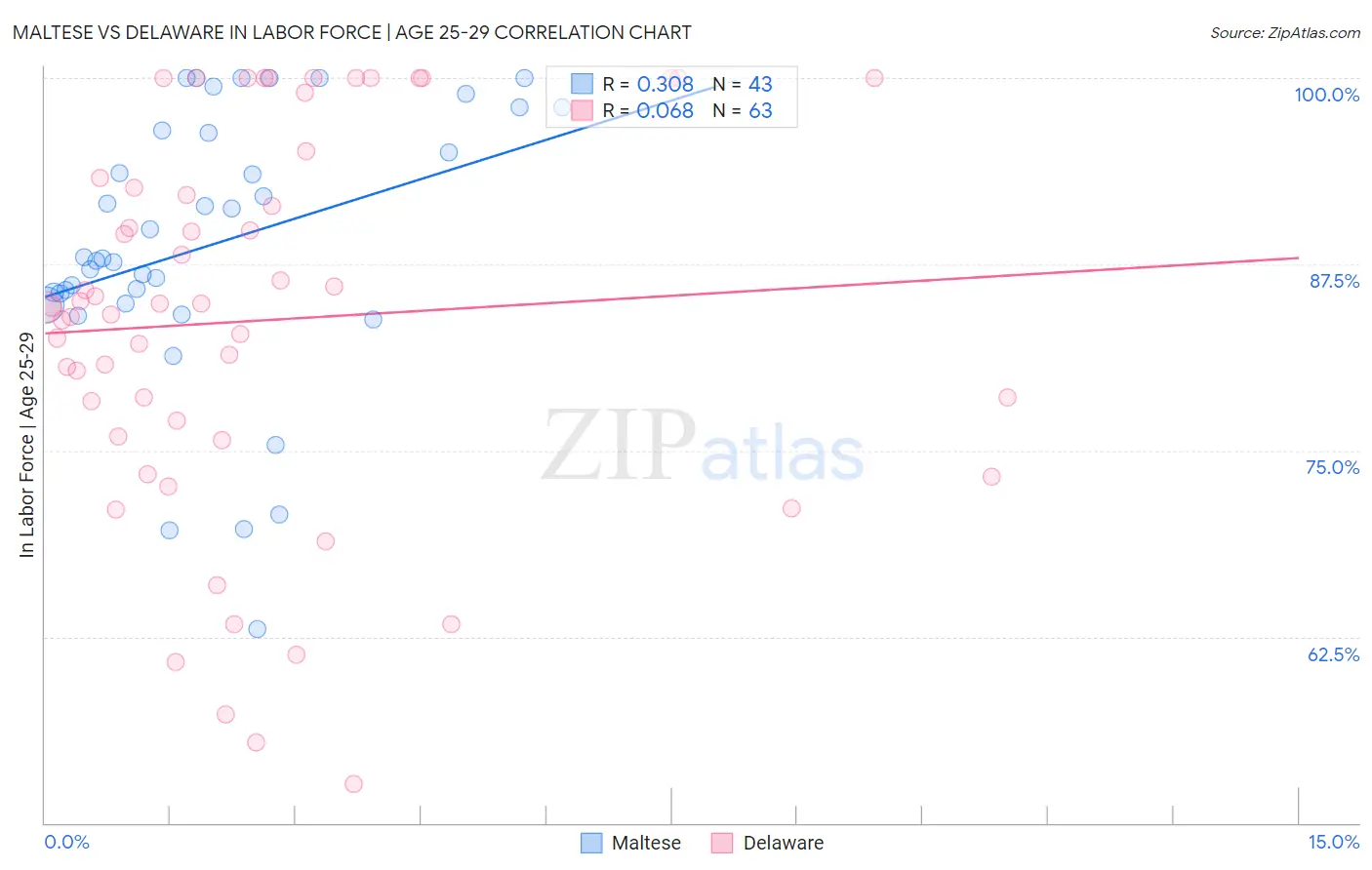 Maltese vs Delaware In Labor Force | Age 25-29