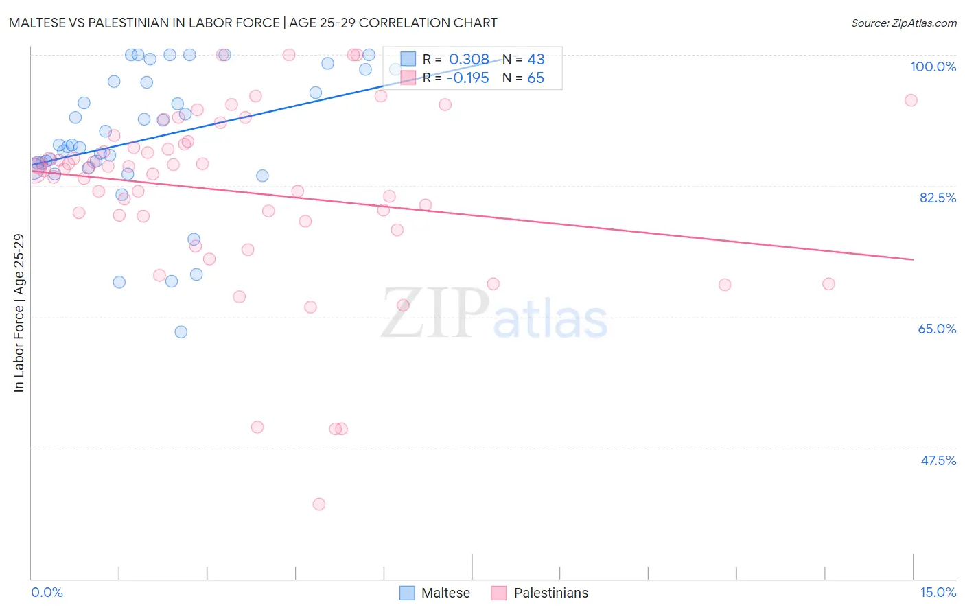 Maltese vs Palestinian In Labor Force | Age 25-29