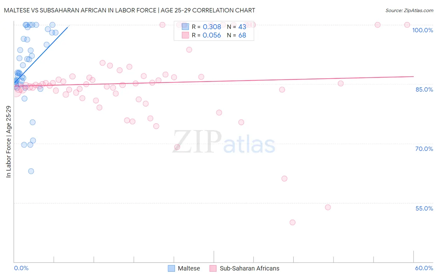 Maltese vs Subsaharan African In Labor Force | Age 25-29
