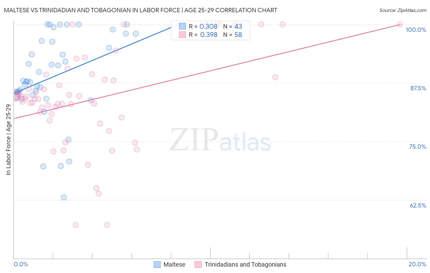 Maltese vs Trinidadian and Tobagonian In Labor Force | Age 25-29