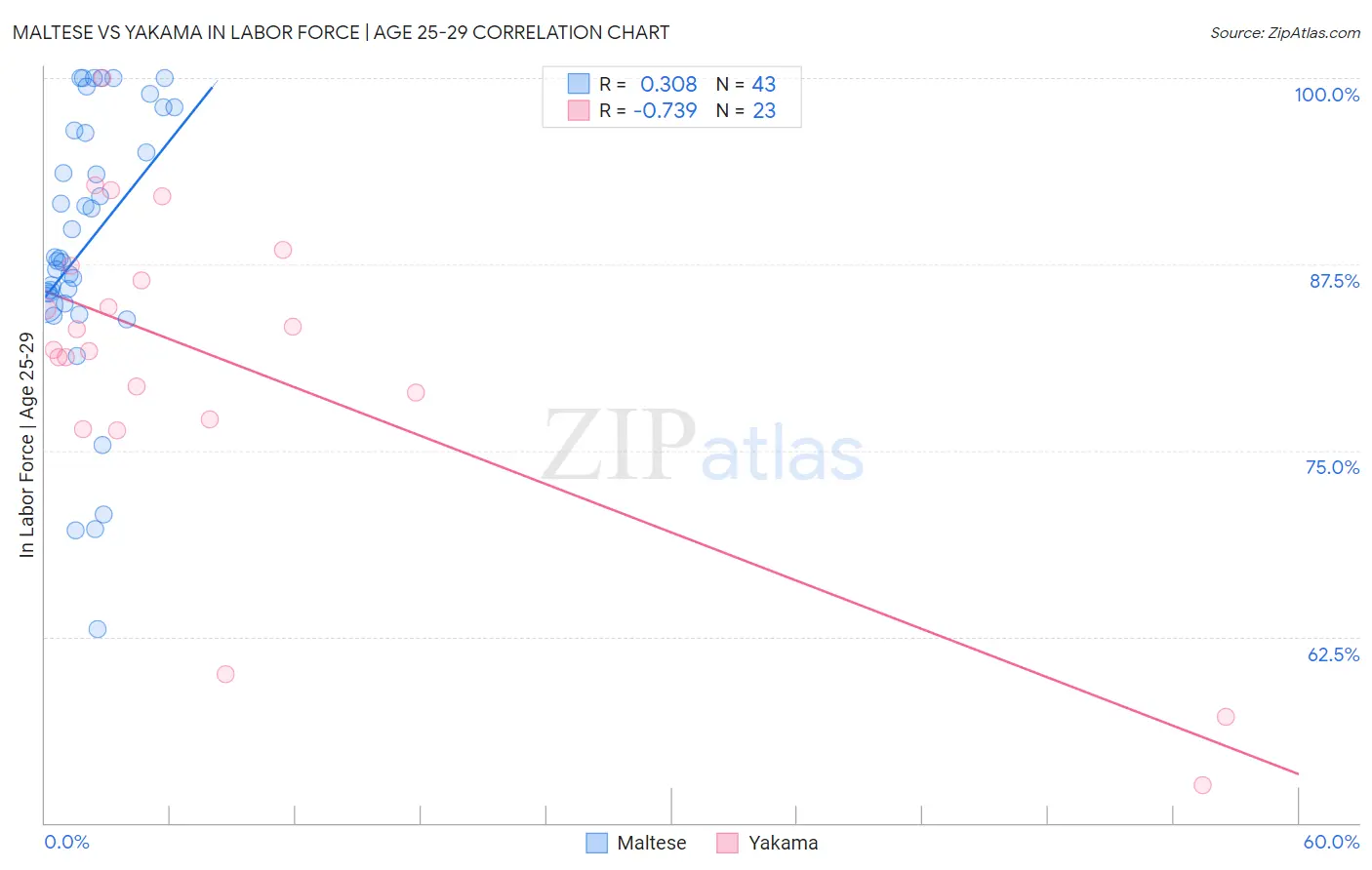 Maltese vs Yakama In Labor Force | Age 25-29