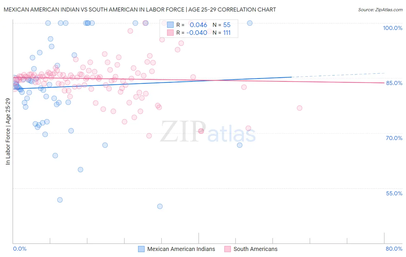 Mexican American Indian vs South American In Labor Force | Age 25-29