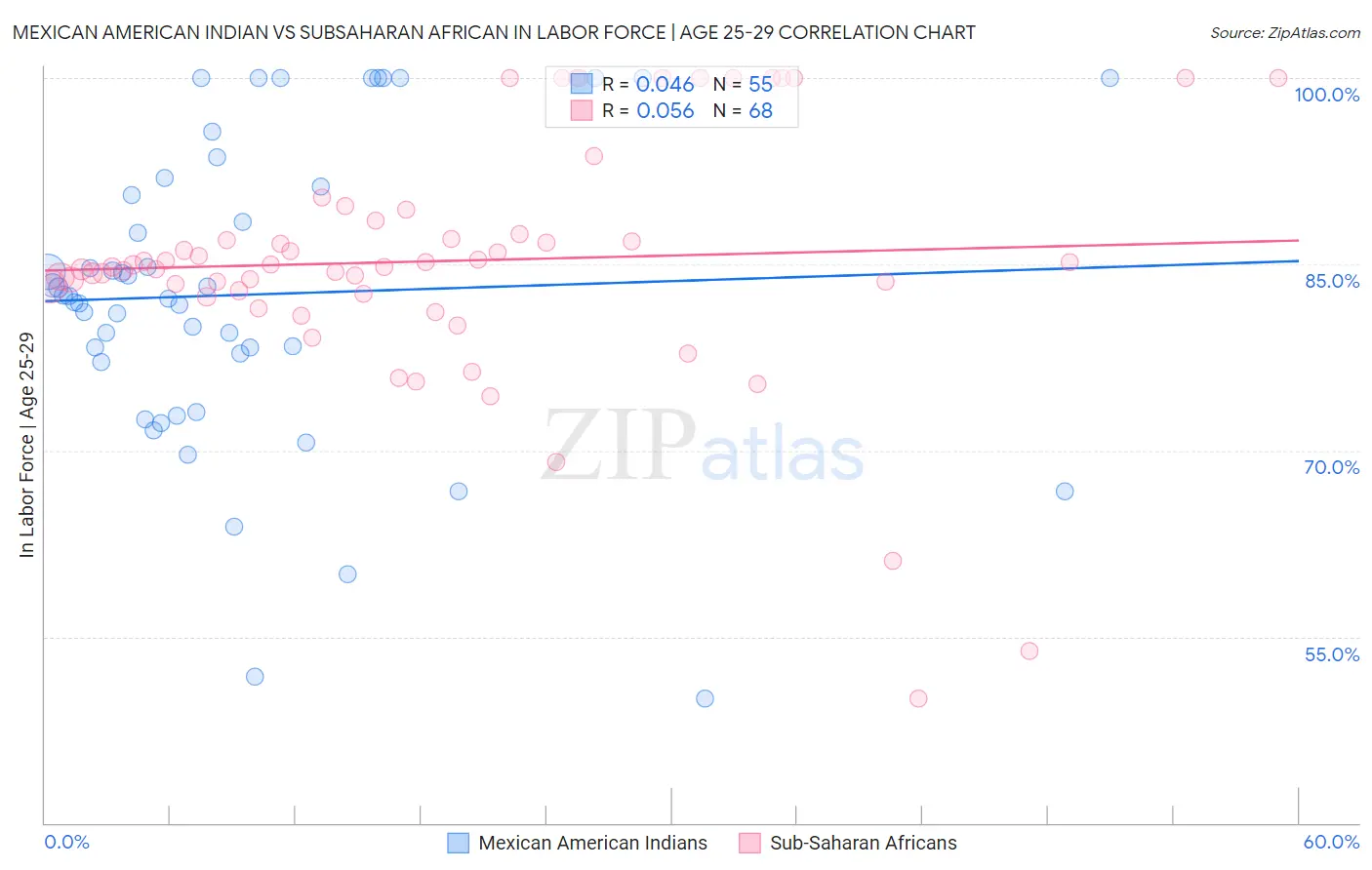 Mexican American Indian vs Subsaharan African In Labor Force | Age 25-29
