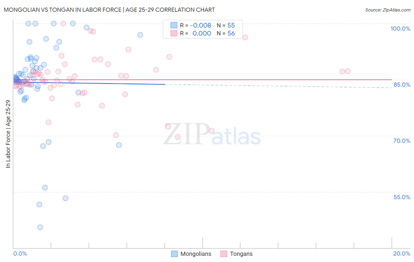 Mongolian vs Tongan In Labor Force | Age 25-29