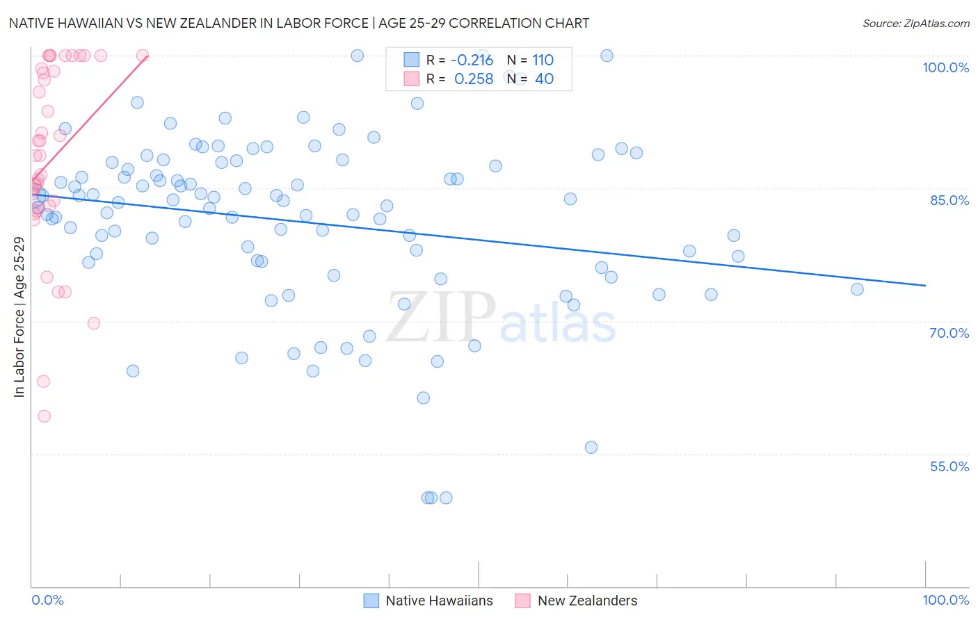 Native Hawaiian vs New Zealander In Labor Force | Age 25-29