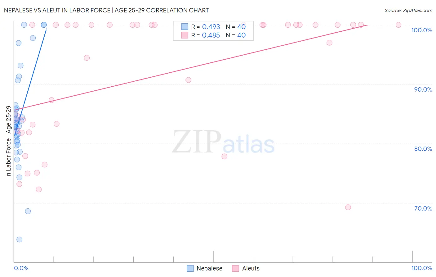 Nepalese vs Aleut In Labor Force | Age 25-29