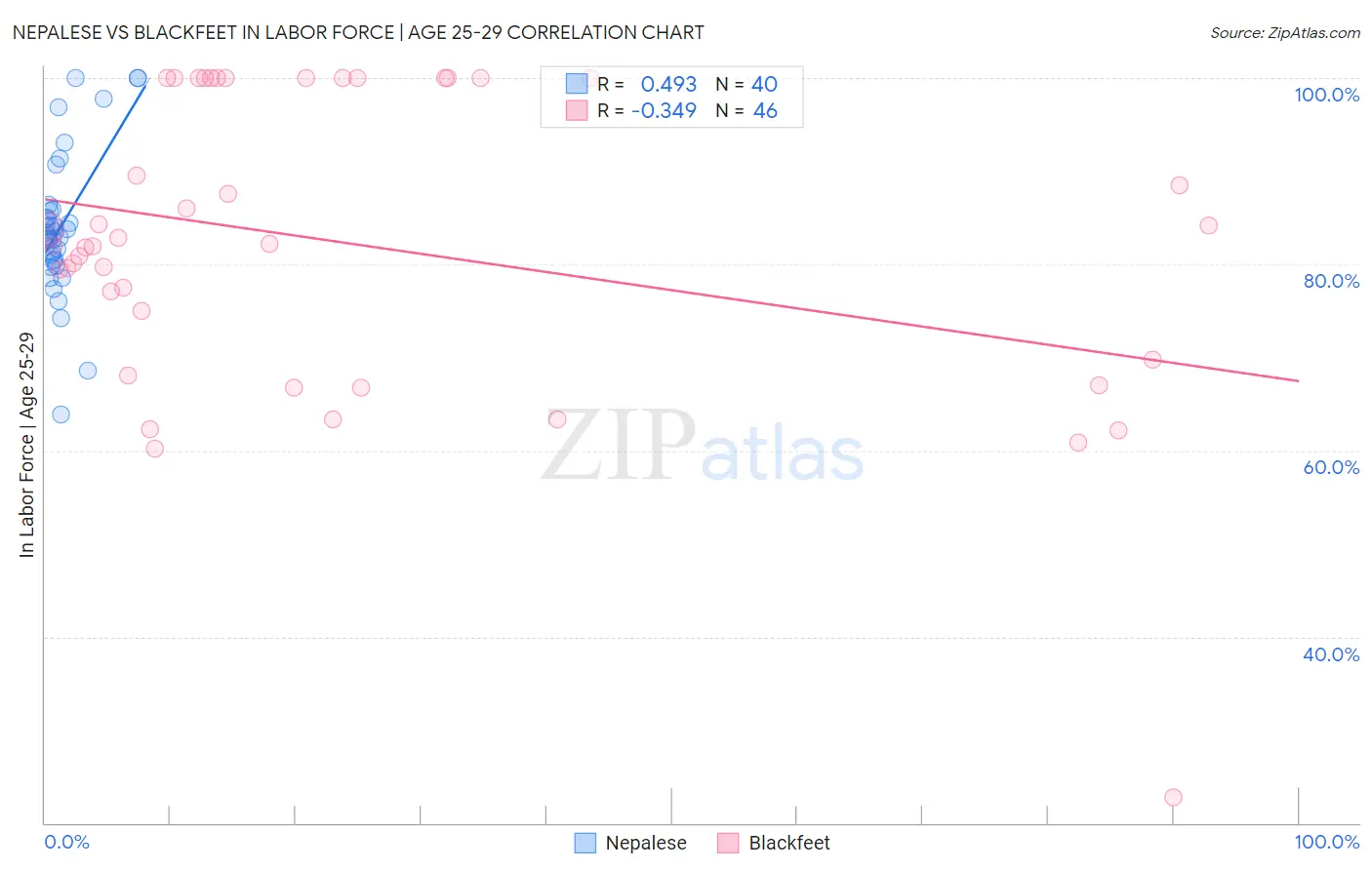 Nepalese vs Blackfeet In Labor Force | Age 25-29