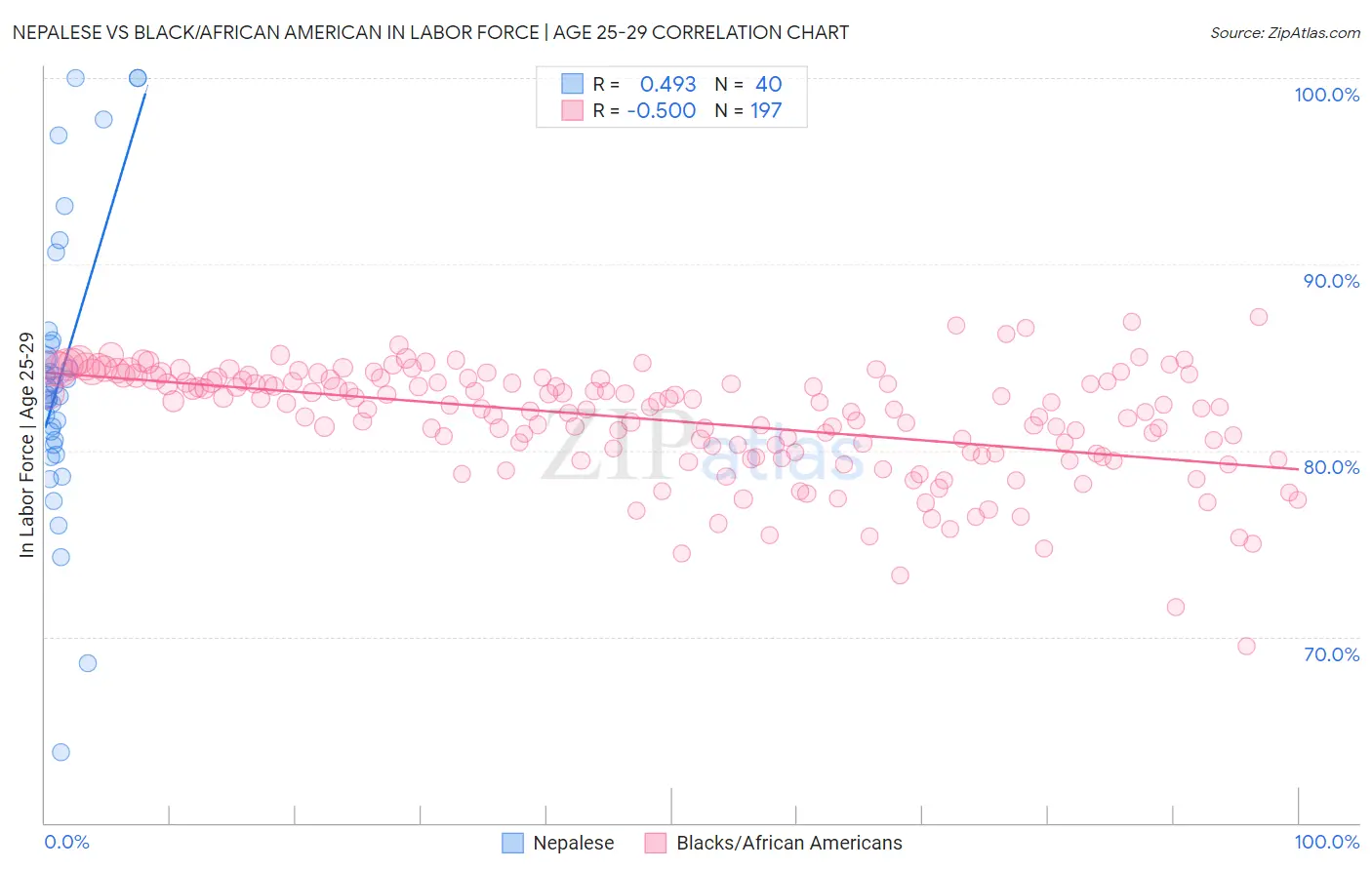 Nepalese vs Black/African American In Labor Force | Age 25-29