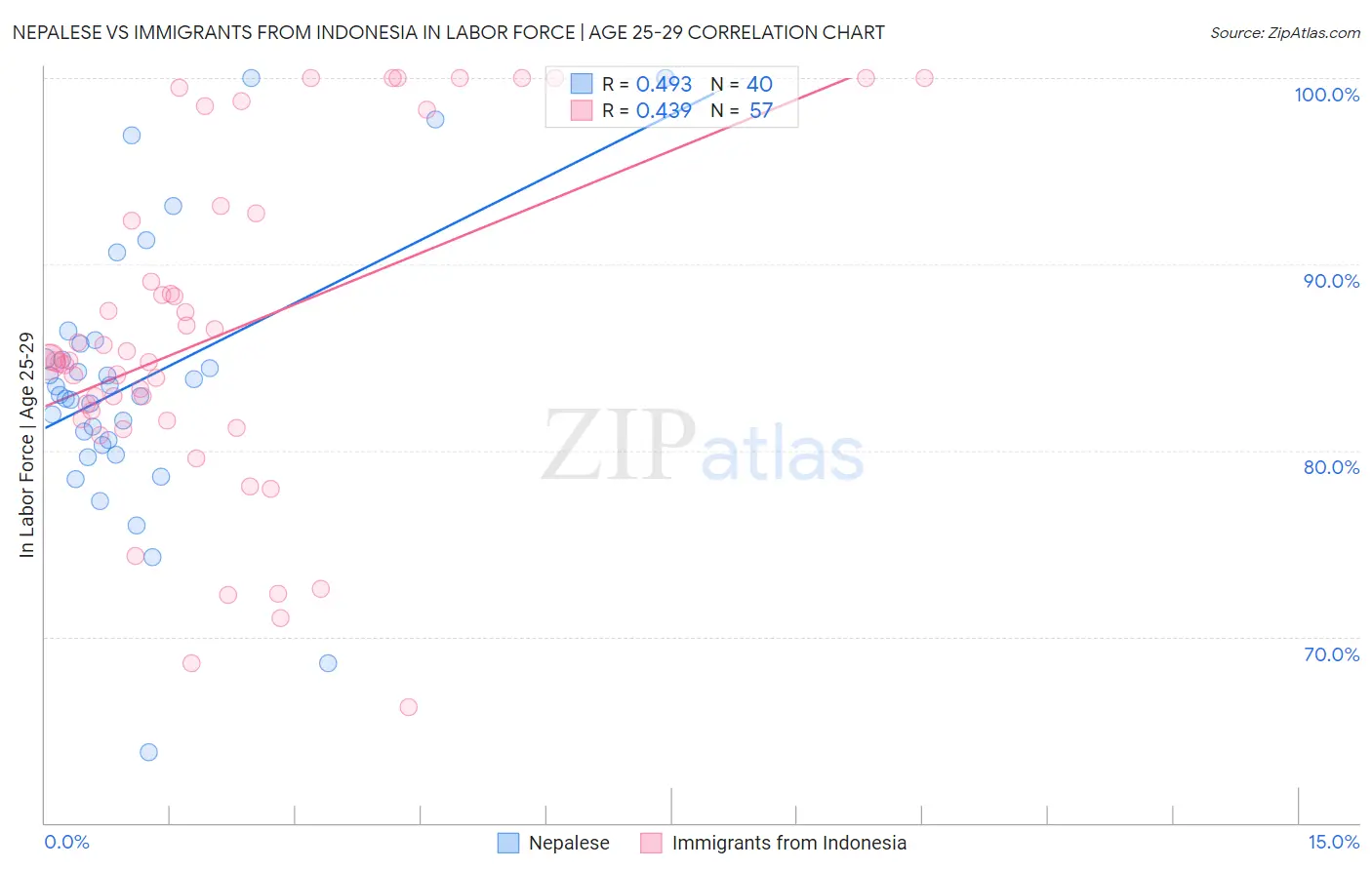 Nepalese vs Immigrants from Indonesia In Labor Force | Age 25-29