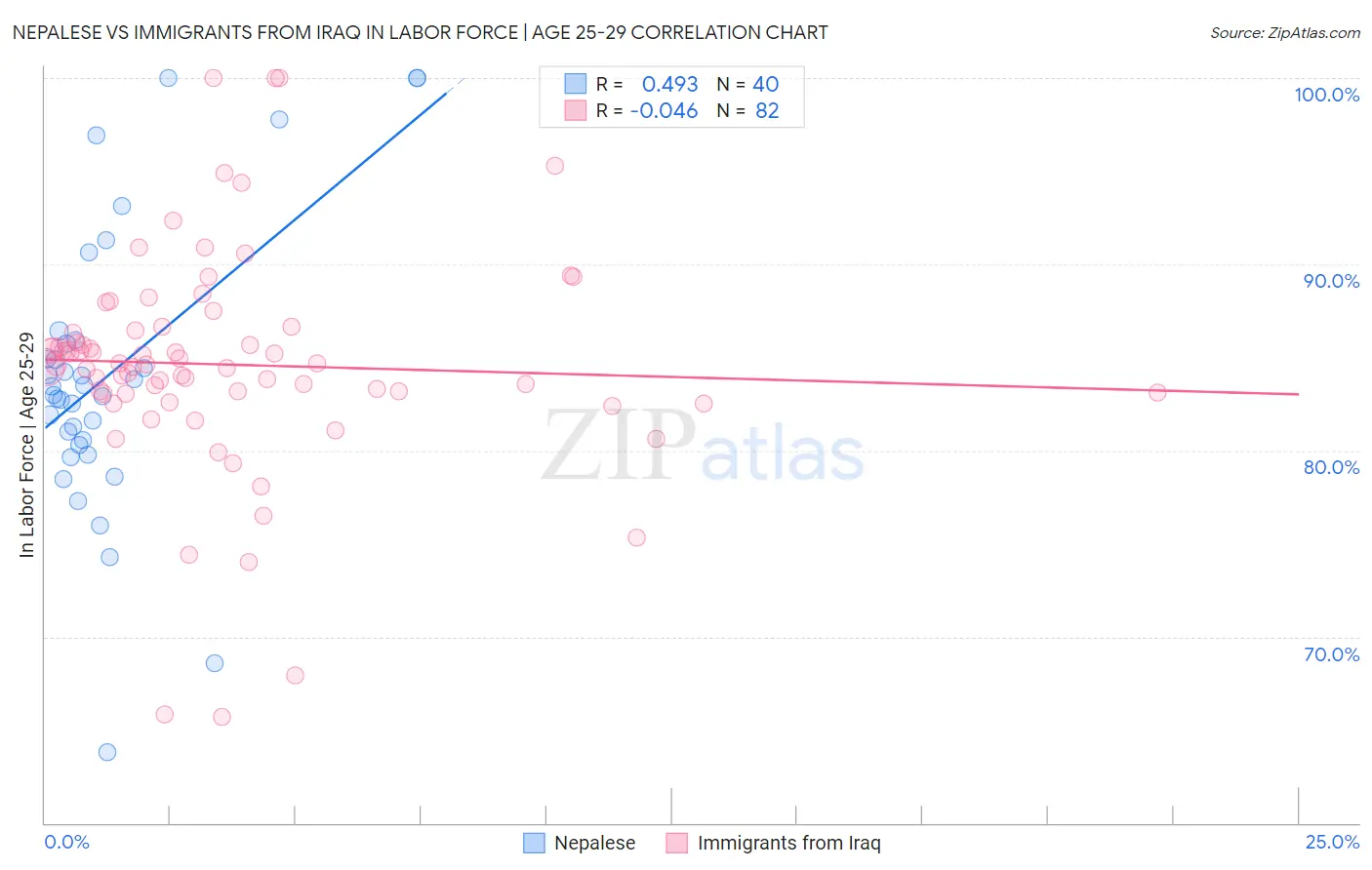 Nepalese vs Immigrants from Iraq In Labor Force | Age 25-29