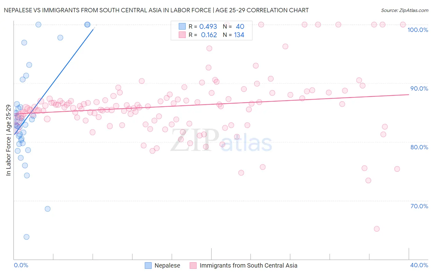 Nepalese vs Immigrants from South Central Asia In Labor Force | Age 25-29