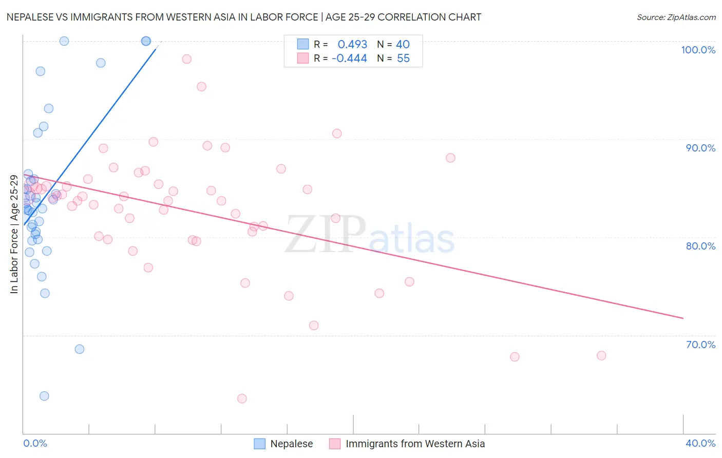 Nepalese vs Immigrants from Western Asia In Labor Force | Age 25-29