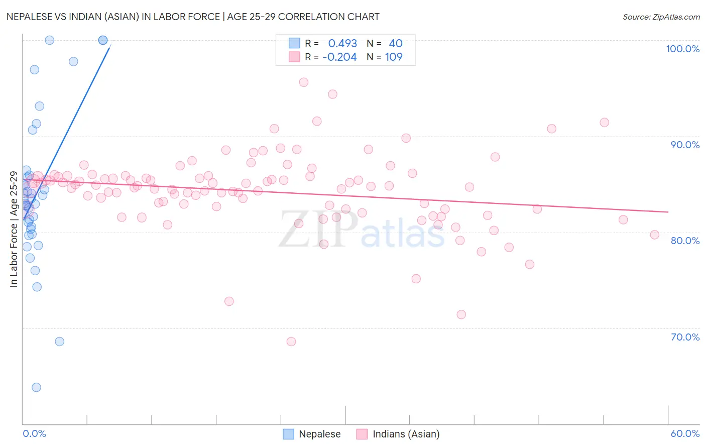 Nepalese vs Indian (Asian) In Labor Force | Age 25-29