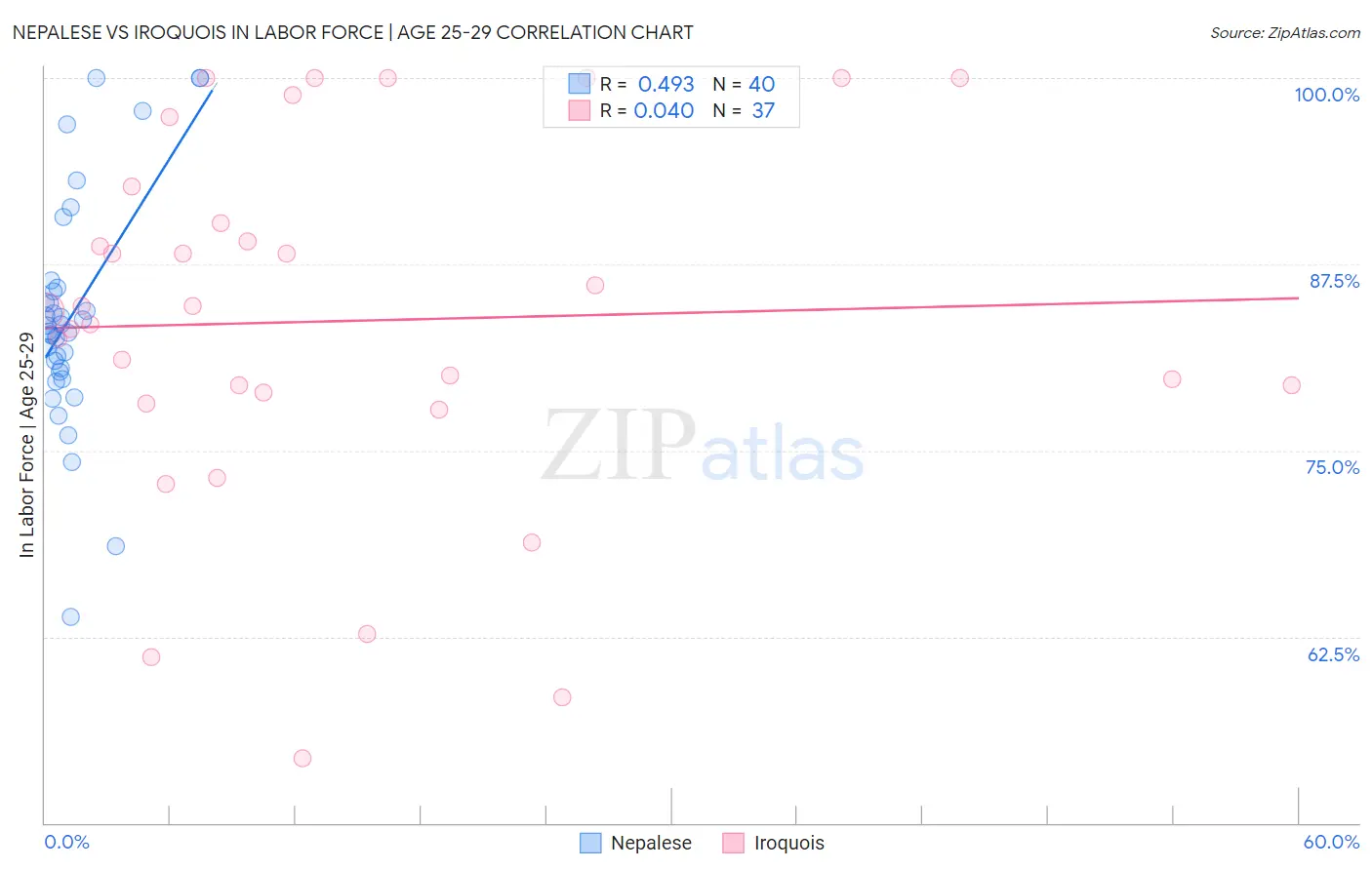 Nepalese vs Iroquois In Labor Force | Age 25-29