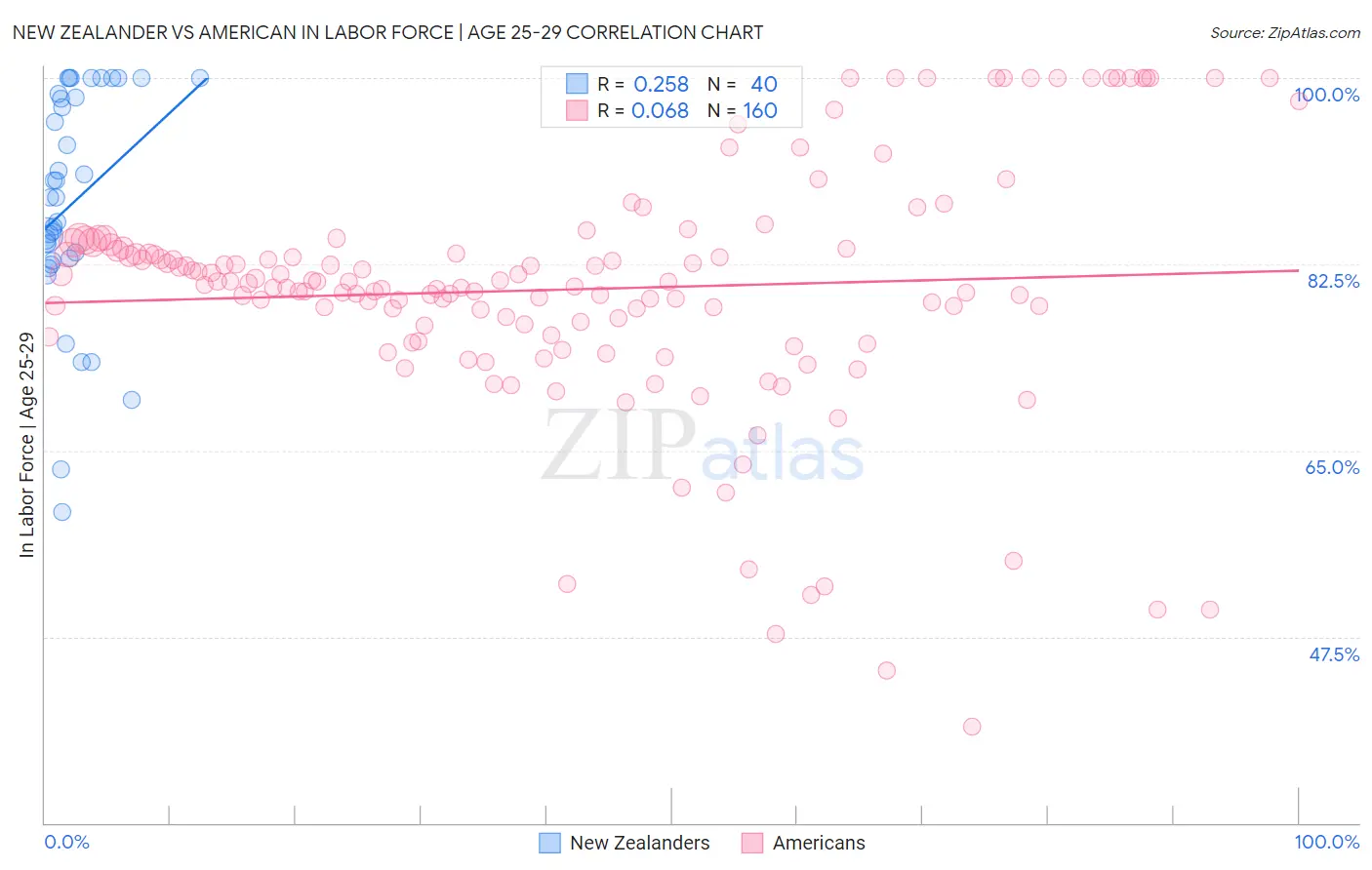 New Zealander vs American In Labor Force | Age 25-29