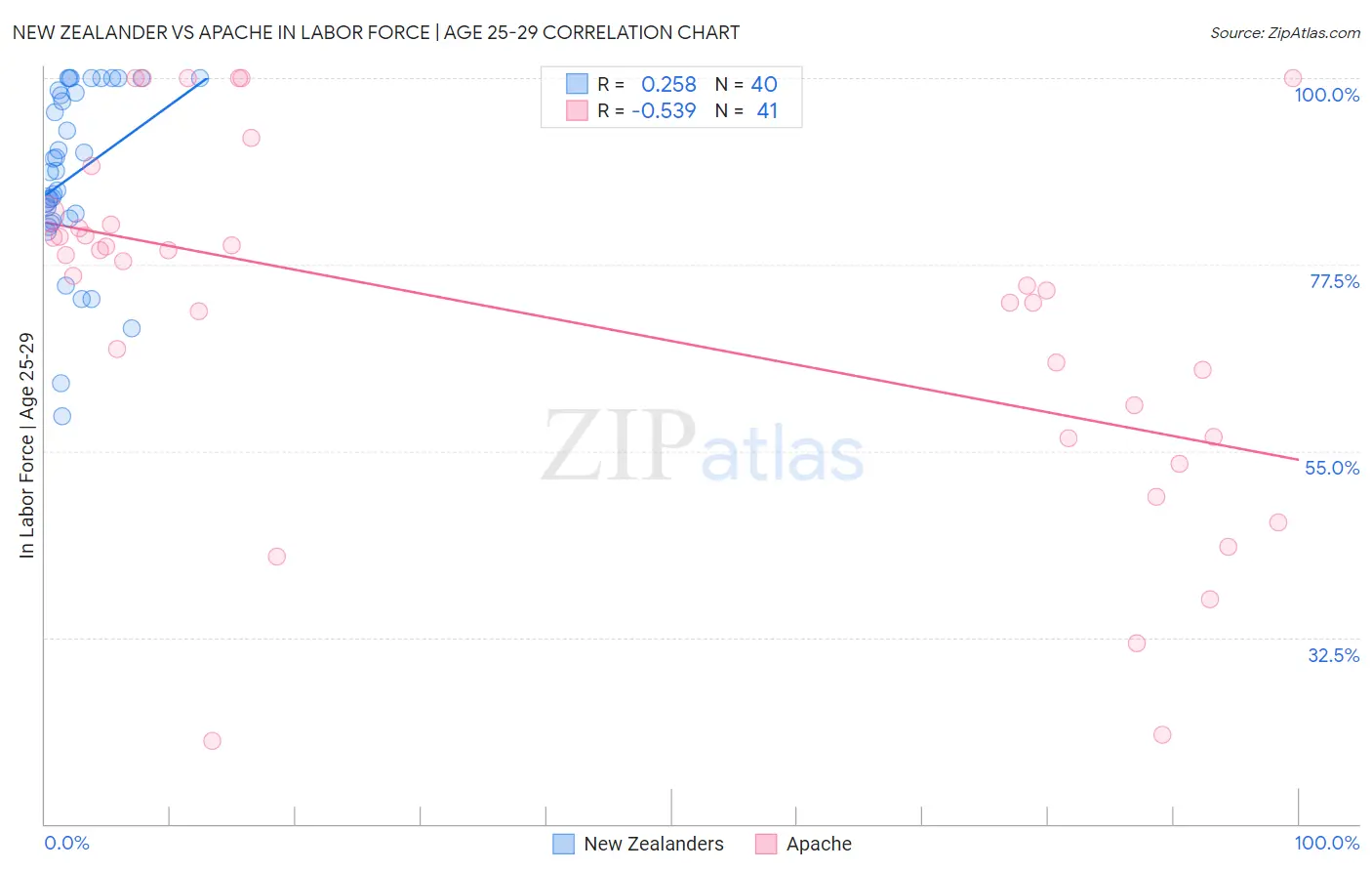 New Zealander vs Apache In Labor Force | Age 25-29