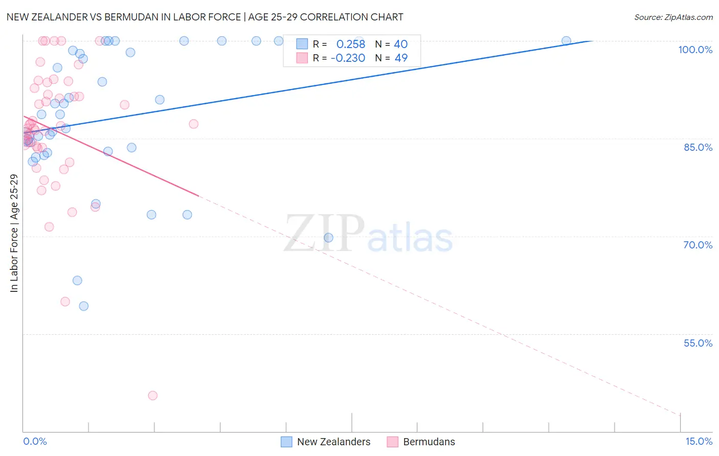 New Zealander vs Bermudan In Labor Force | Age 25-29