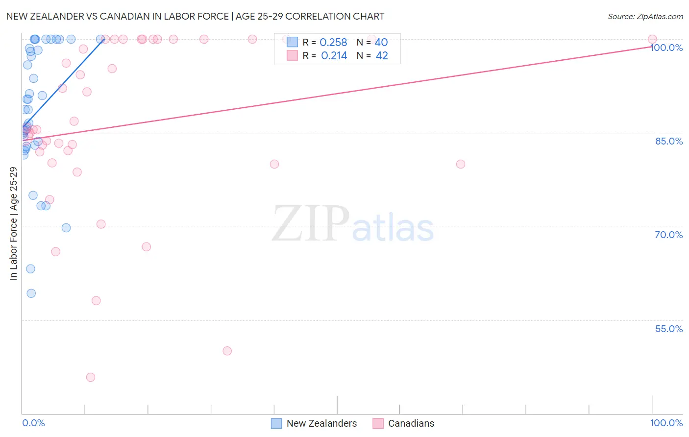New Zealander vs Canadian In Labor Force | Age 25-29