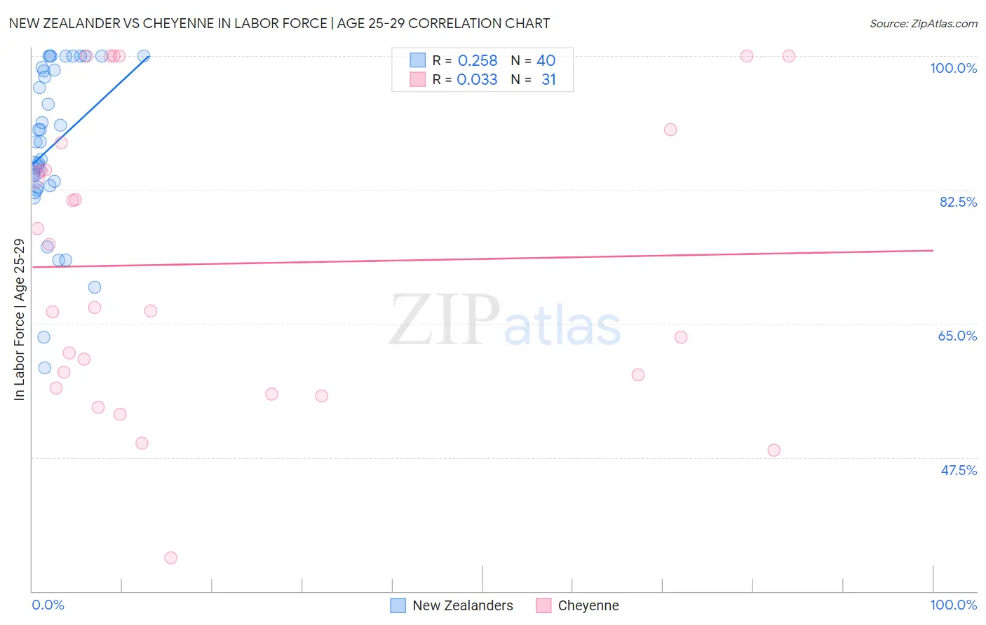 New Zealander vs Cheyenne In Labor Force | Age 25-29