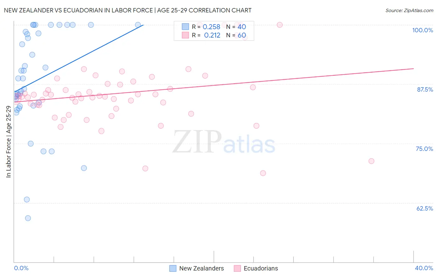 New Zealander vs Ecuadorian In Labor Force | Age 25-29
