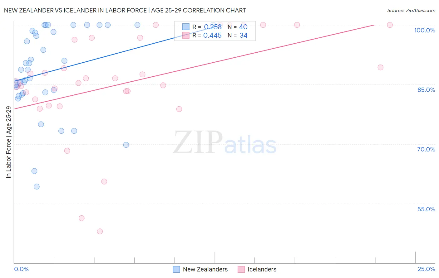 New Zealander vs Icelander In Labor Force | Age 25-29