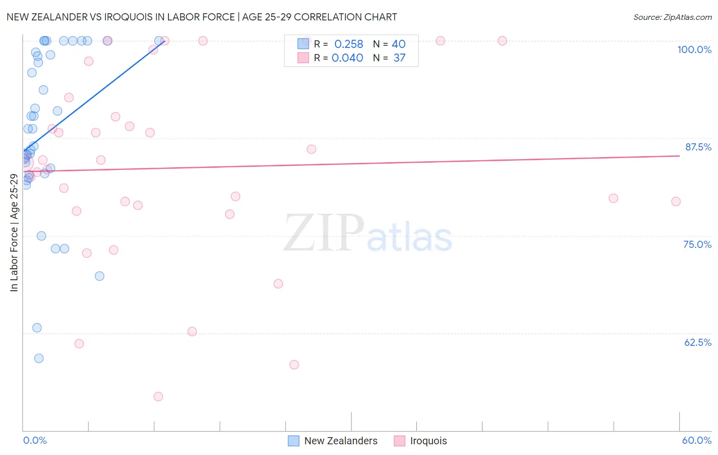 New Zealander vs Iroquois In Labor Force | Age 25-29