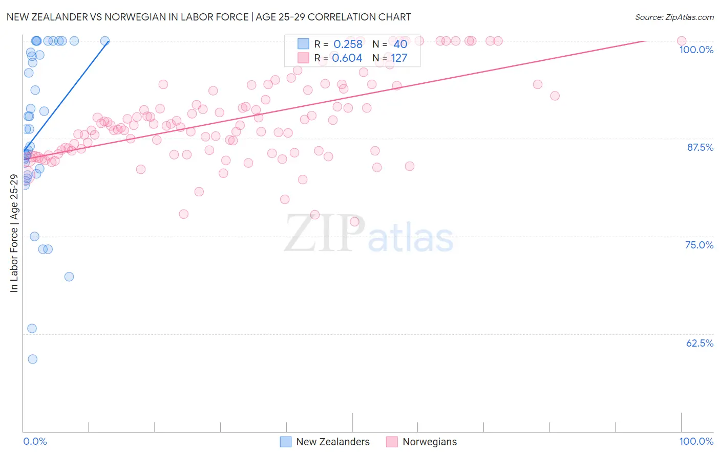 New Zealander vs Norwegian In Labor Force | Age 25-29
