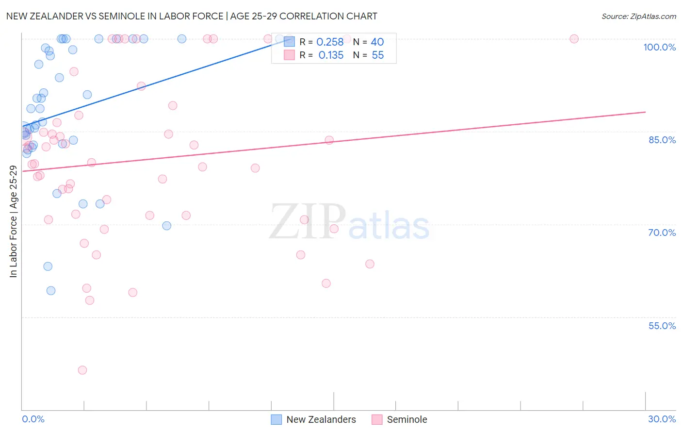 New Zealander vs Seminole In Labor Force | Age 25-29