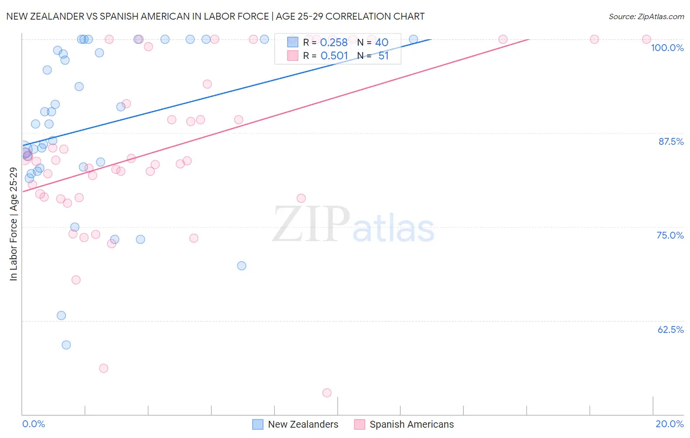 New Zealander vs Spanish American In Labor Force | Age 25-29
