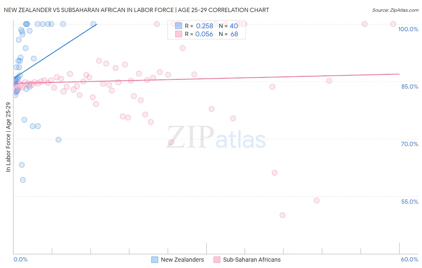 New Zealander vs Subsaharan African In Labor Force | Age 25-29