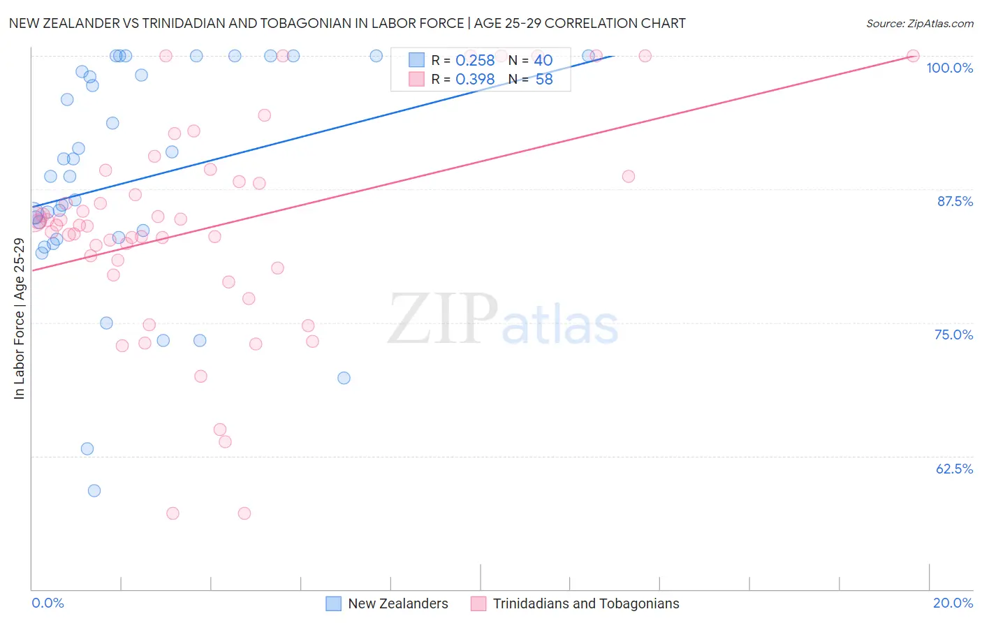 New Zealander vs Trinidadian and Tobagonian In Labor Force | Age 25-29