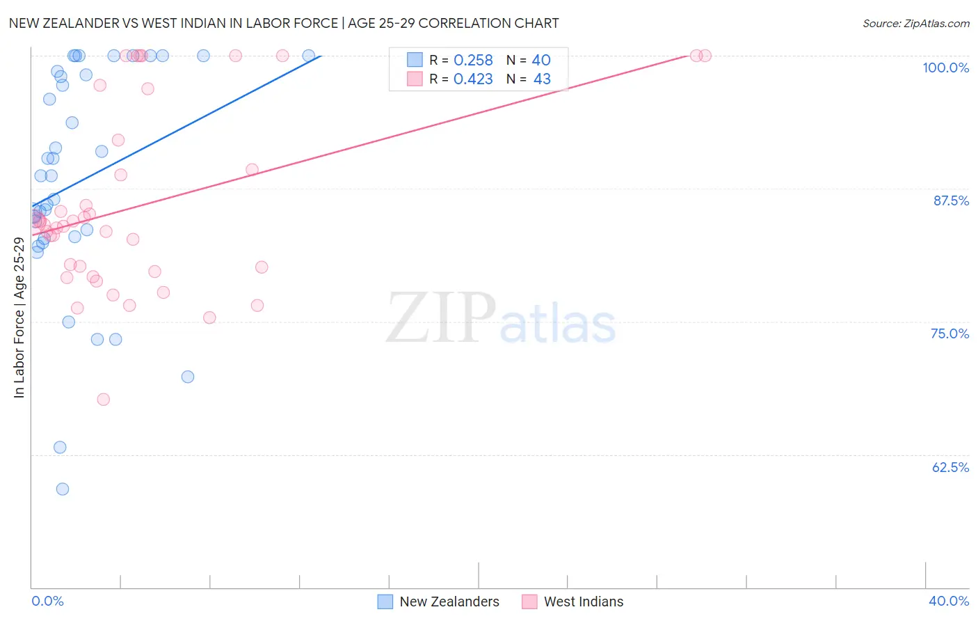 New Zealander vs West Indian In Labor Force | Age 25-29
