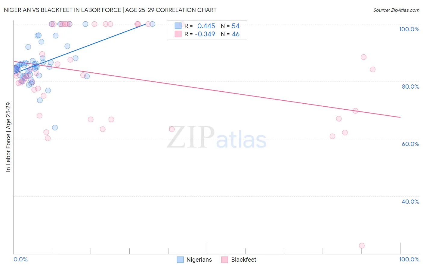 Nigerian vs Blackfeet In Labor Force | Age 25-29