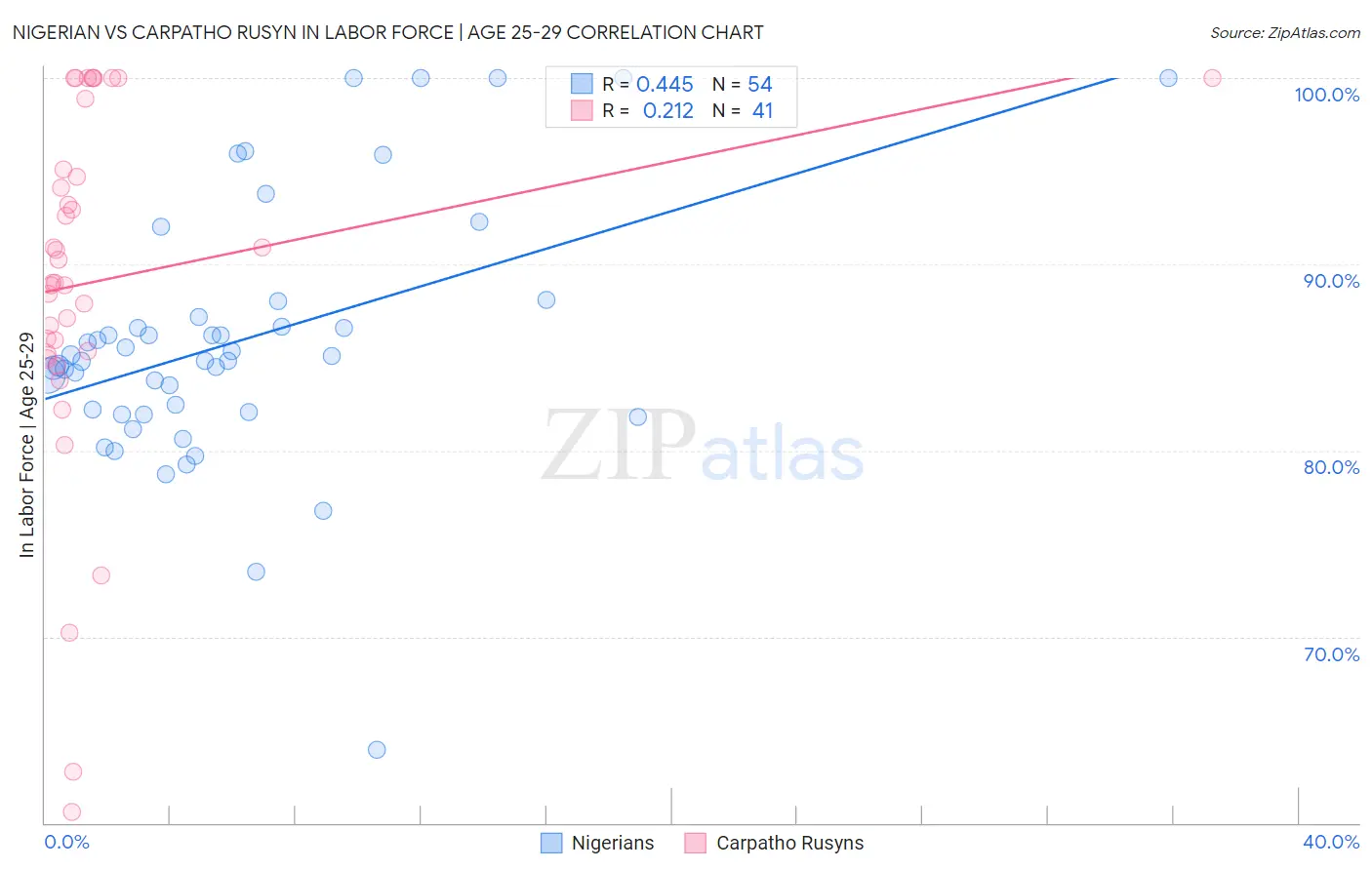 Nigerian vs Carpatho Rusyn In Labor Force | Age 25-29