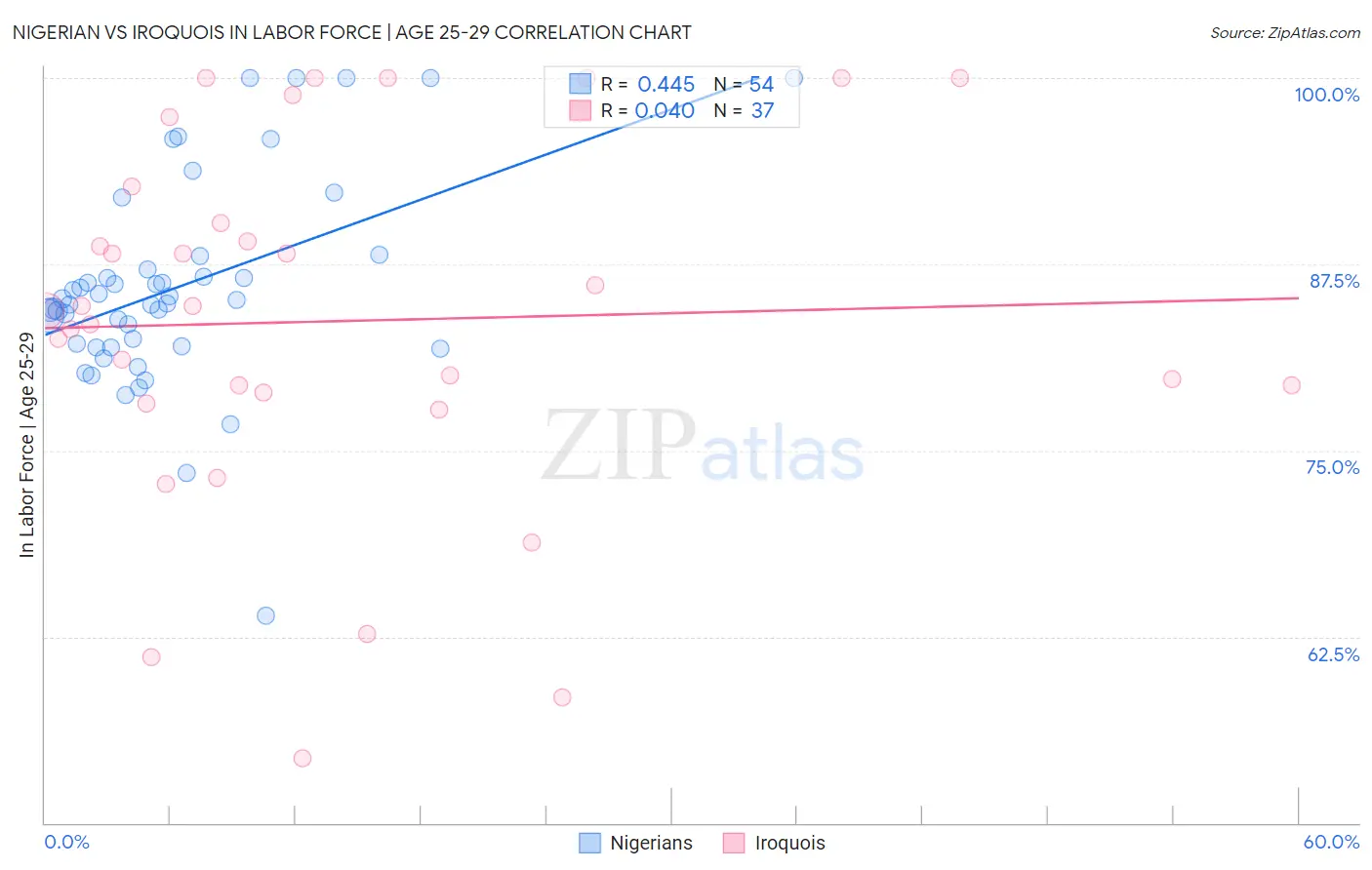 Nigerian vs Iroquois In Labor Force | Age 25-29