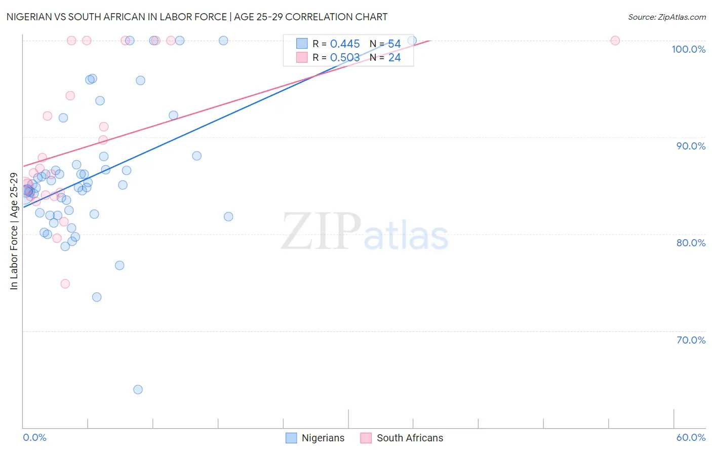 Nigerian vs South African In Labor Force | Age 25-29