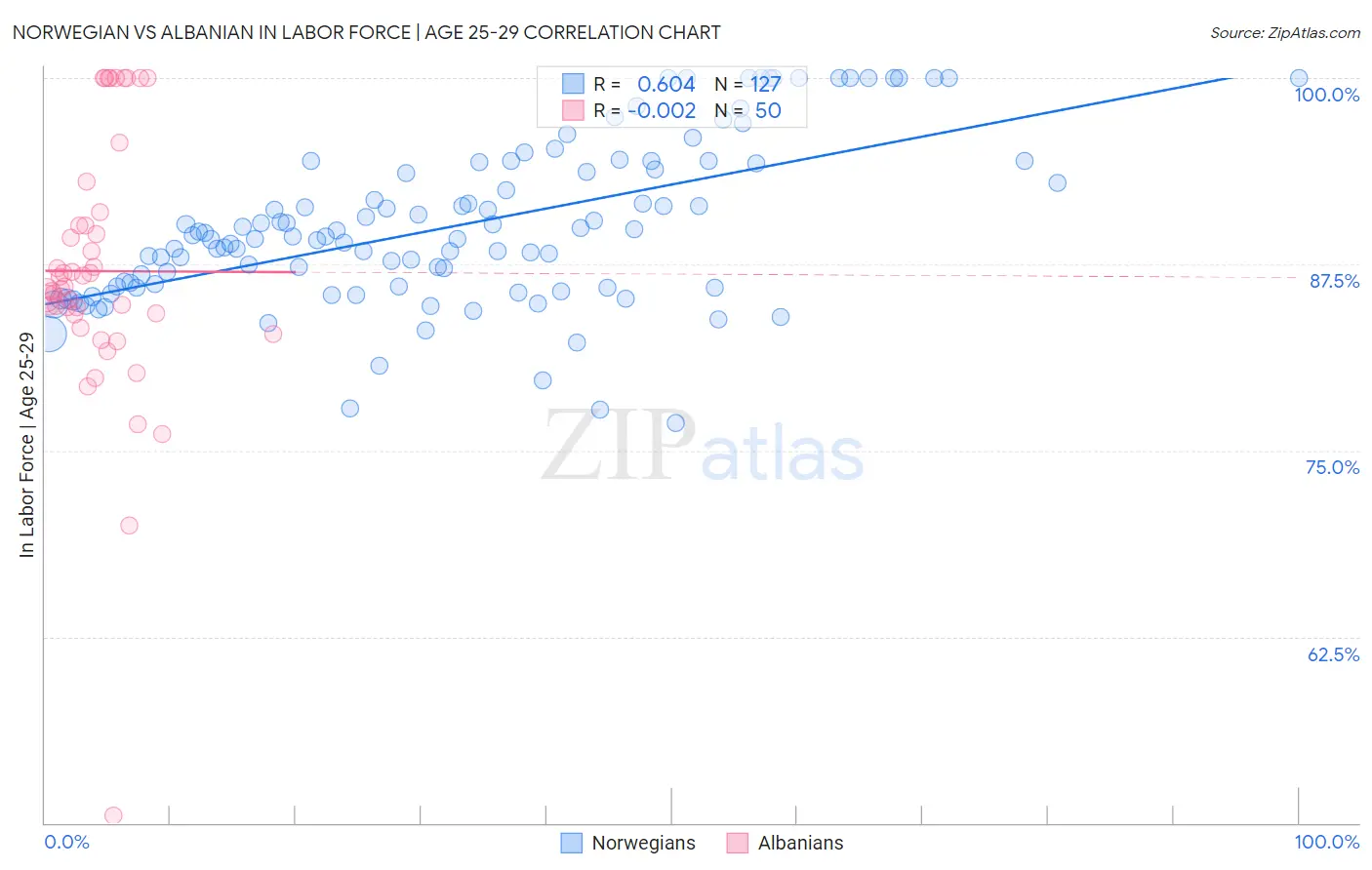Norwegian vs Albanian In Labor Force | Age 25-29