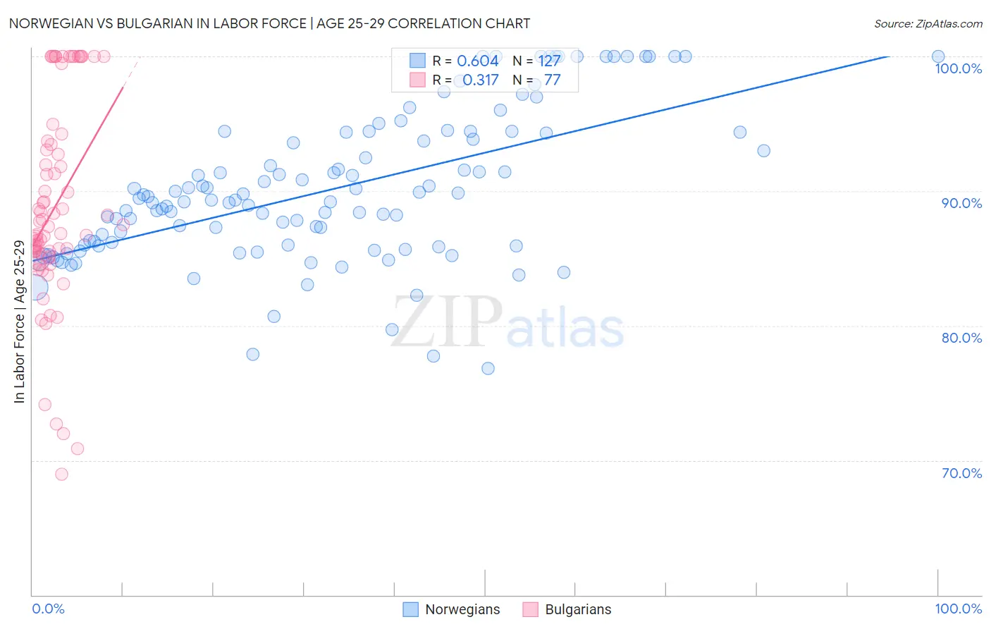 Norwegian vs Bulgarian In Labor Force | Age 25-29