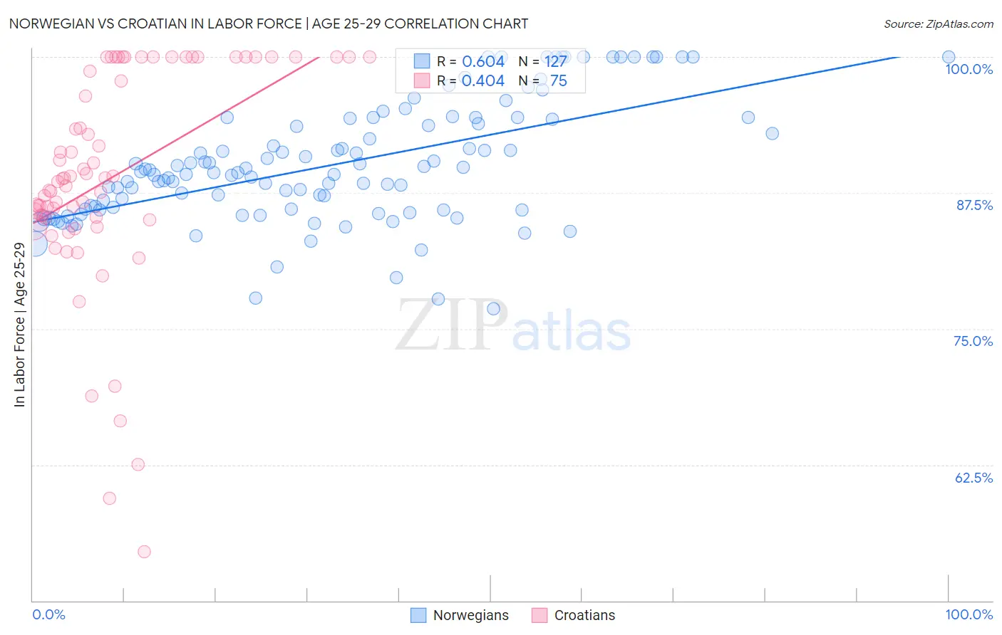 Norwegian vs Croatian In Labor Force | Age 25-29