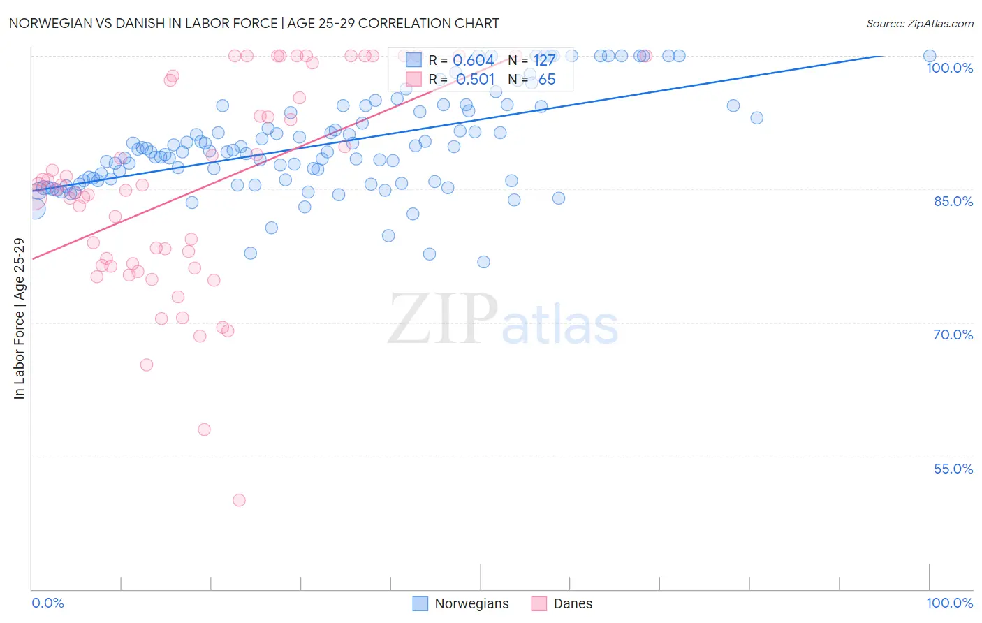 Norwegian vs Danish In Labor Force | Age 25-29
