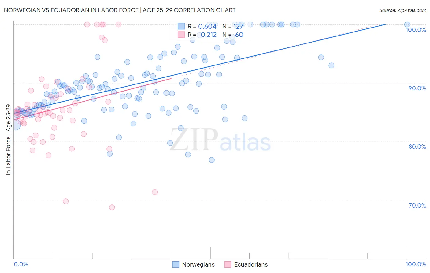 Norwegian vs Ecuadorian In Labor Force | Age 25-29