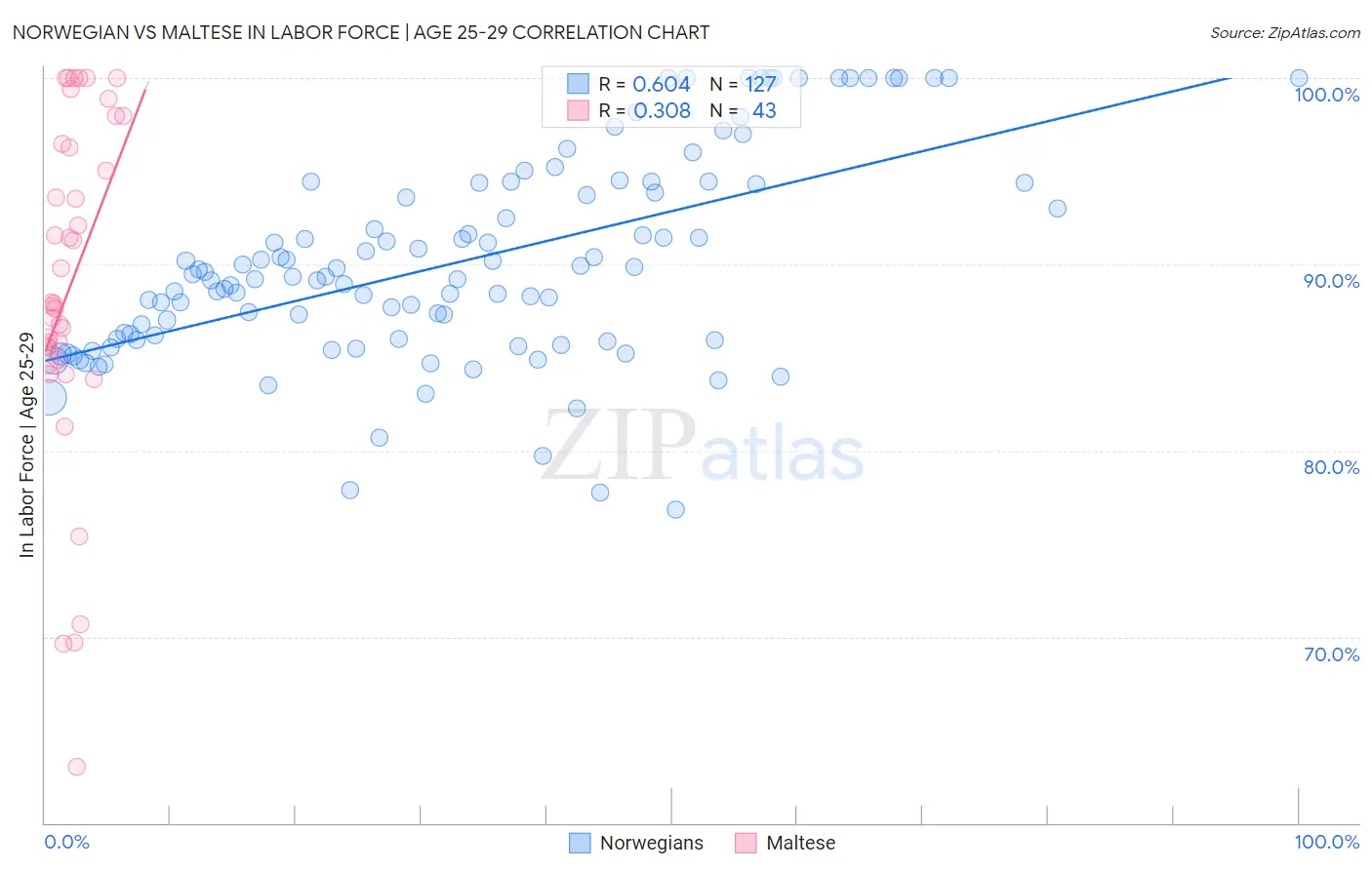 Norwegian vs Maltese In Labor Force | Age 25-29