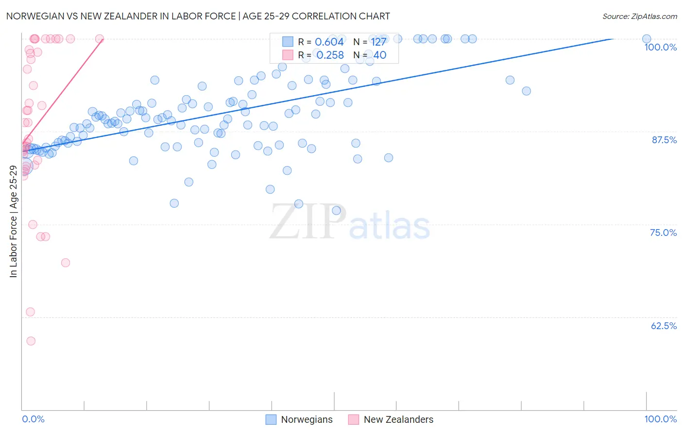 Norwegian vs New Zealander In Labor Force | Age 25-29