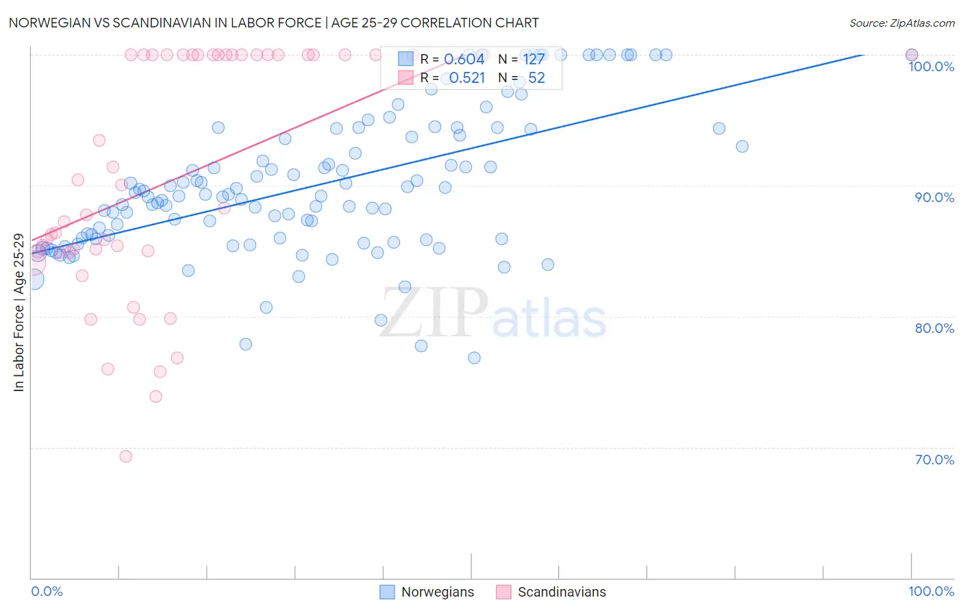 Norwegian vs Scandinavian In Labor Force | Age 25-29