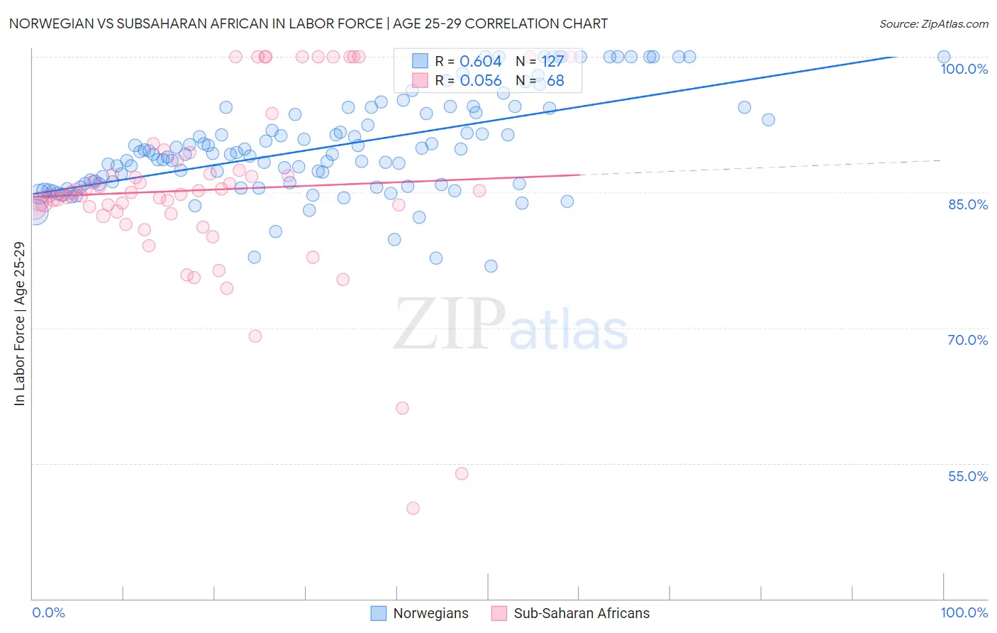 Norwegian vs Subsaharan African In Labor Force | Age 25-29