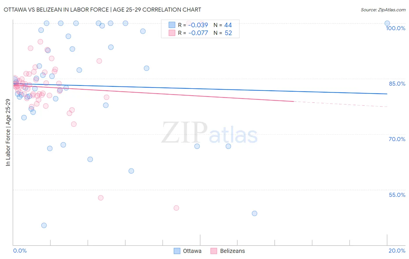 Ottawa vs Belizean In Labor Force | Age 25-29