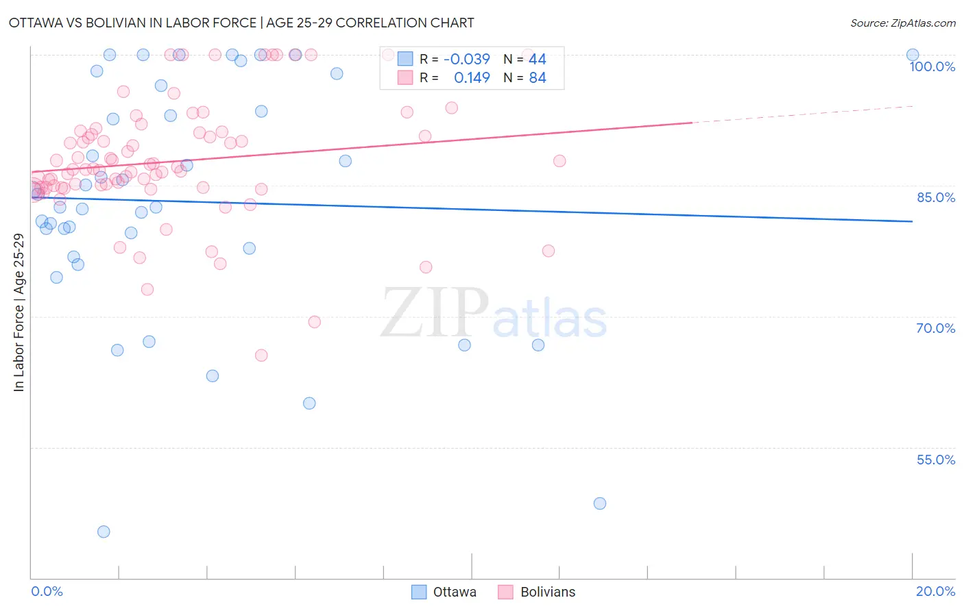 Ottawa vs Bolivian In Labor Force | Age 25-29