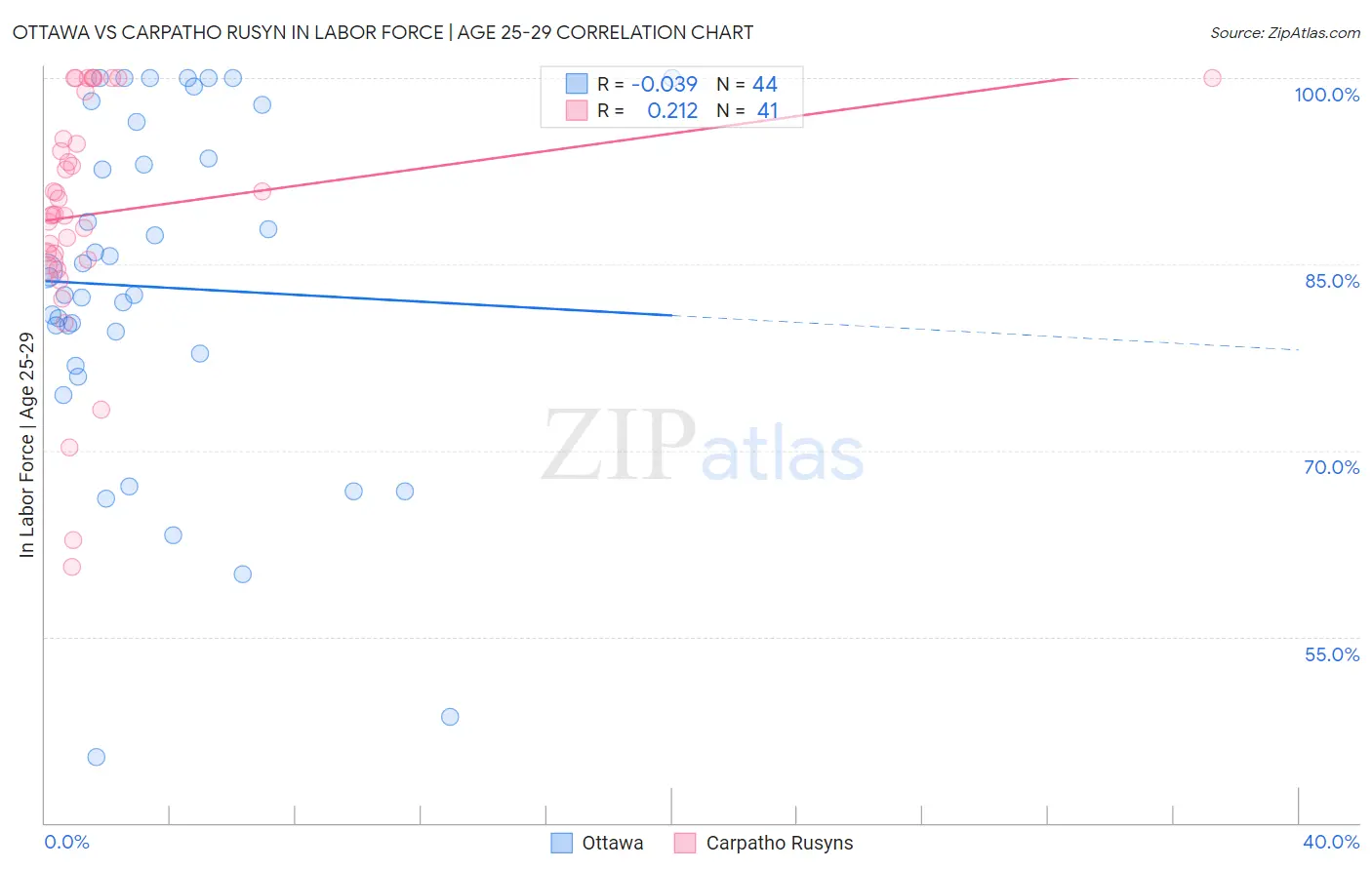Ottawa vs Carpatho Rusyn In Labor Force | Age 25-29