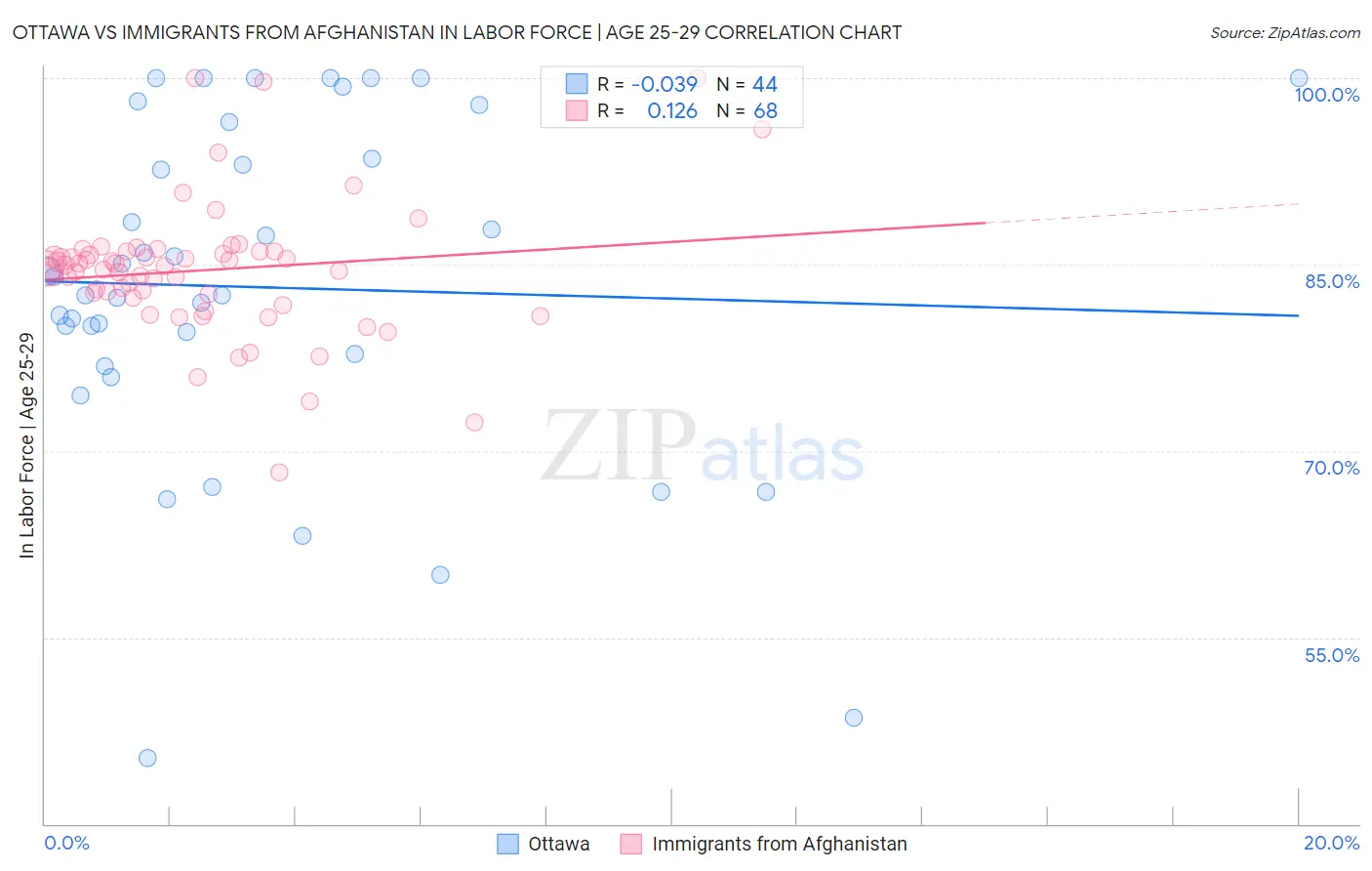 Ottawa vs Immigrants from Afghanistan In Labor Force | Age 25-29